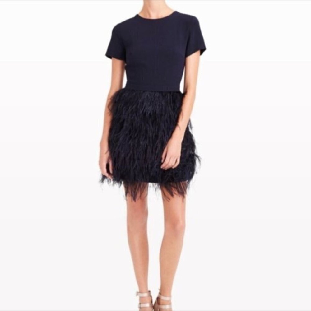 Club Monaco Brionia feather dress navy size 4